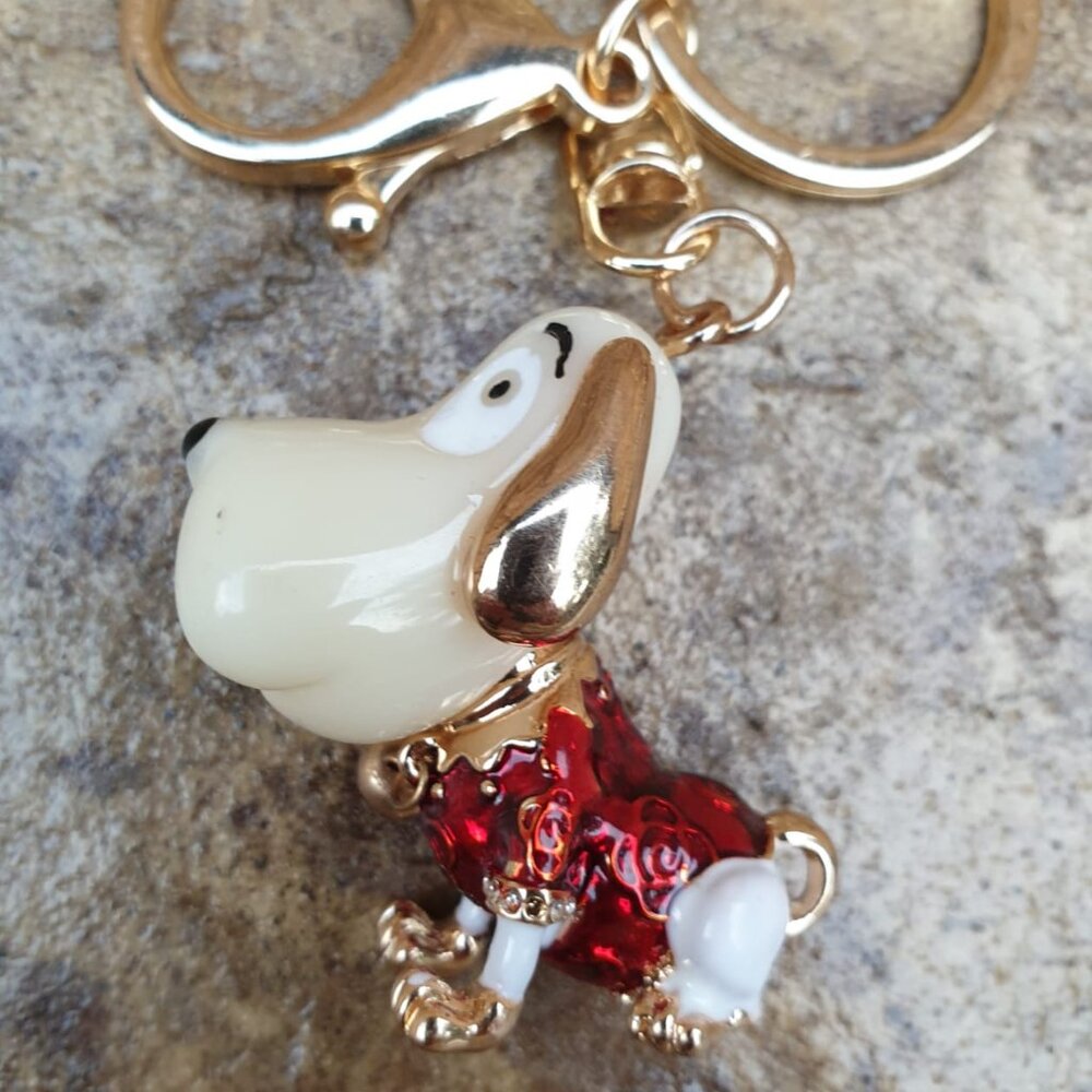 Dog Gold Metal Key Chain Key Ring Handbag Purse Pendant Charm Accessory Gift